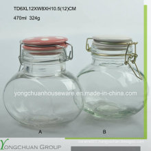 470ml Oval Glass Storage Jar with Clip Glass Lid Wholesale Canister